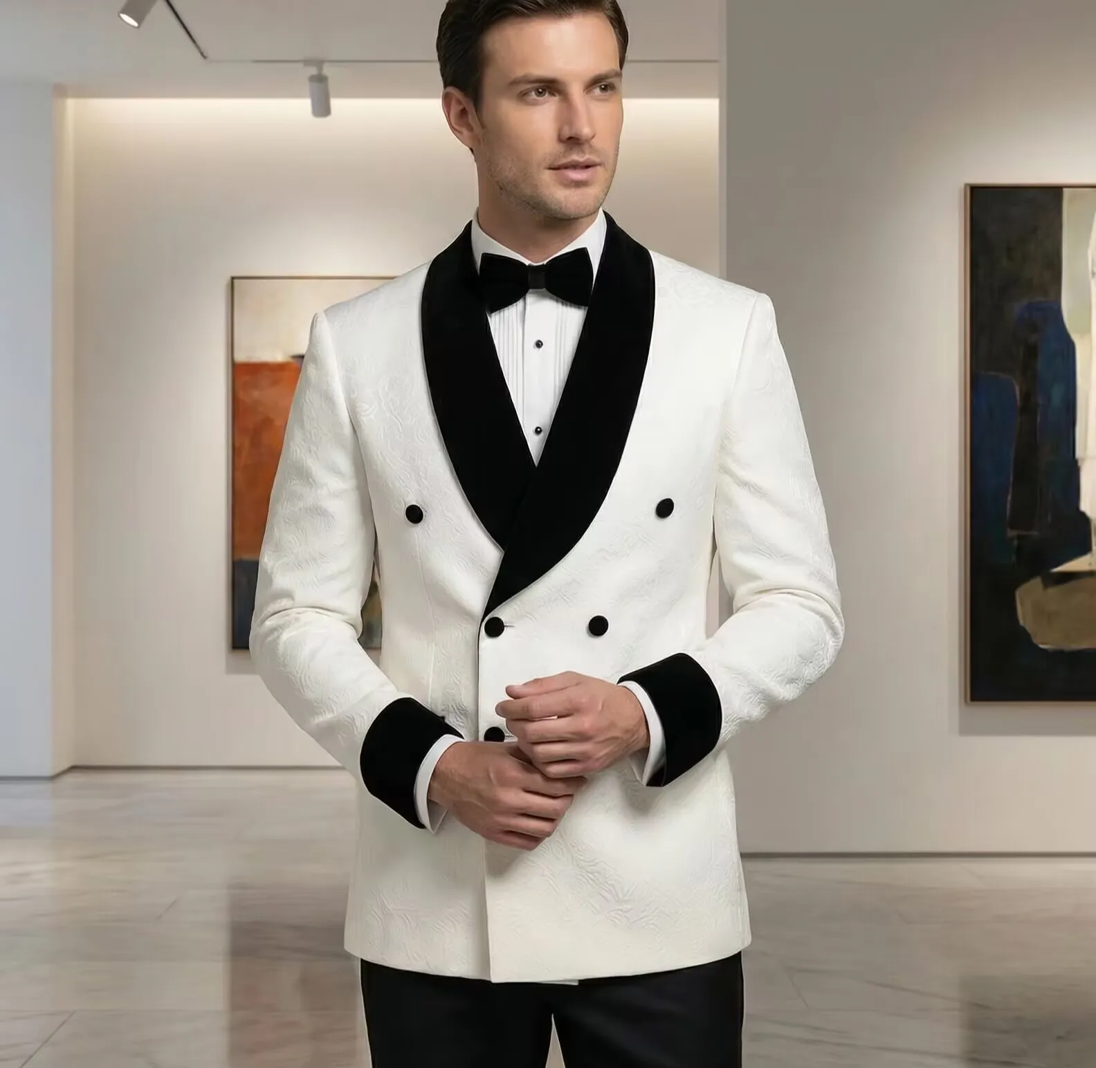 Classic Double Breasted Men Suit Set 2PCS Fashion Shawl Lapel Men Suit For Best Man Formal Colorblock Suit Trajes For Hombr
Classic Double Breasted Men Suit Set 2PCS Fashion Shawl Lapel Men Suit For Best Man Formal Colorblock Suit Trajes For Hombr