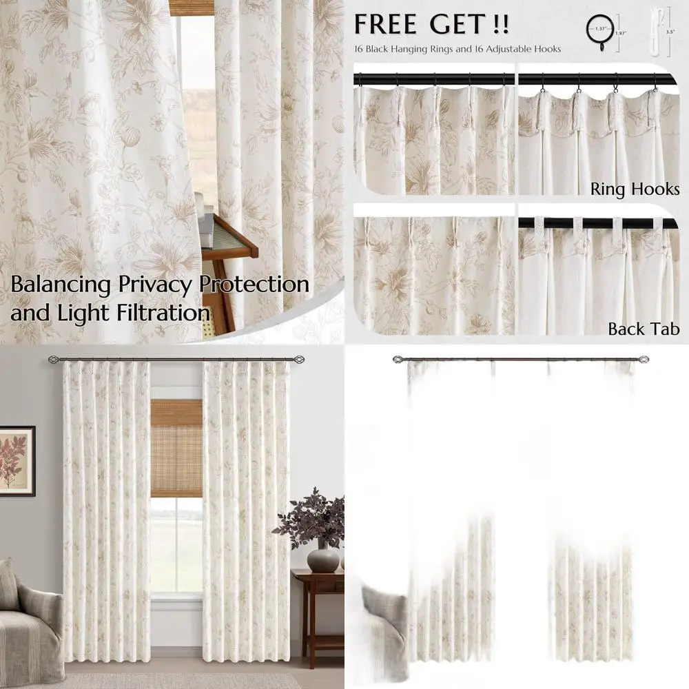 Pinch Pleated Floral Linen Curtains 84 Long, Coffee Beige Peony Pattern for Living Room, Farmhouse Style Light Filtering Drapes
Pinch Pleated Floral Linen Curtains 84 Long, Coffee Beige Peony Pattern for Living Room, Farmhouse Style Light Filtering Drapes