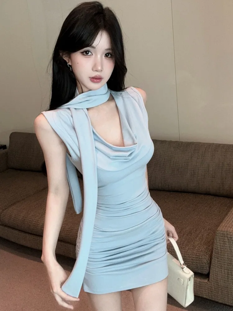 Spring Autumn New Style Detachable Sash Slim Fit Pure Desire Sleeveless Sexy Pleated Dress Korean Version Commute Style
Spring Autumn New Style Detachable Sash Slim Fit Pure Desire Sleeveless Sexy Pleated Dress Korean Version Commute Style