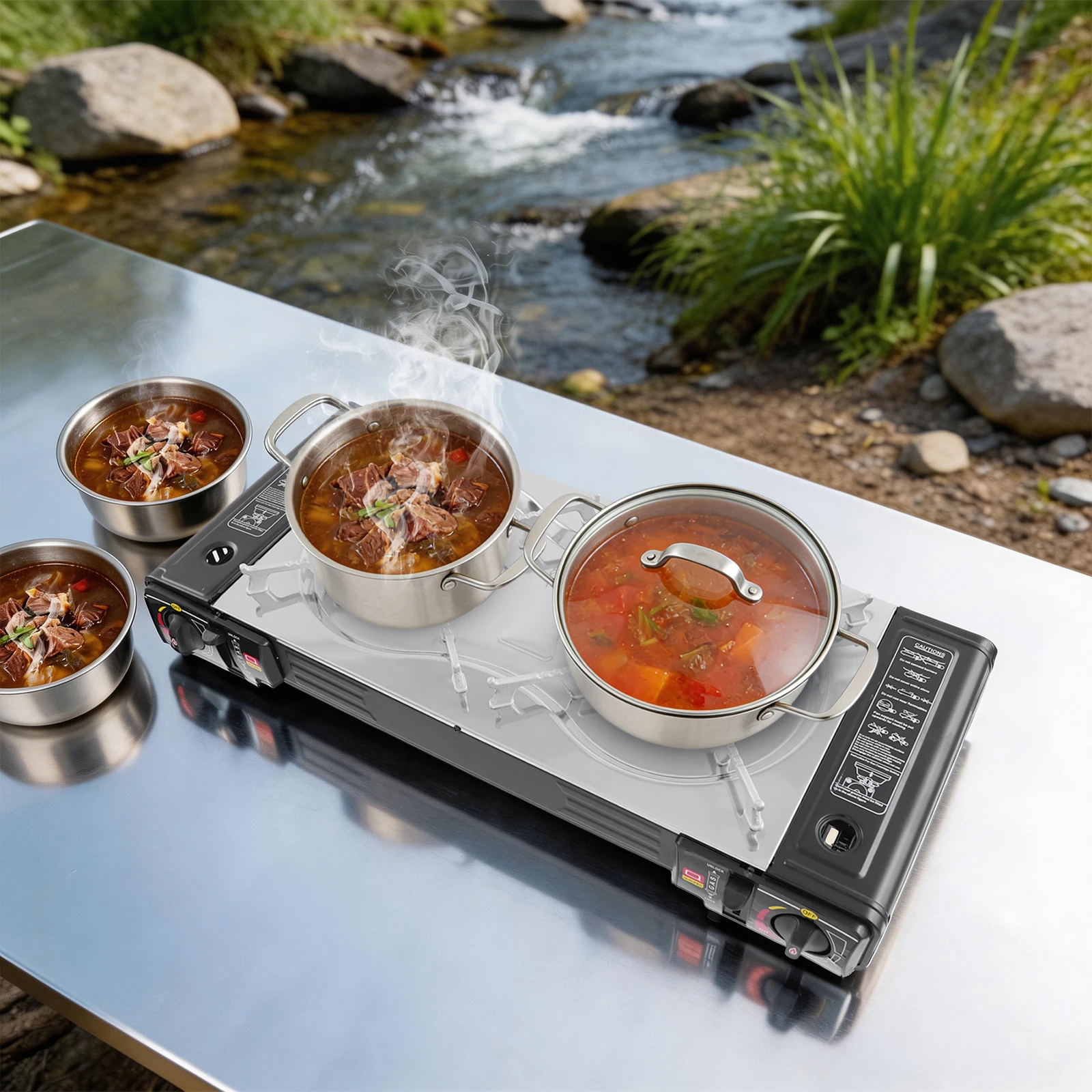 Portable Camping Stove Dual Burner Outdoor Gas Cooking Stove 2100-2500w Barbecue Stove with Non Stick Baking Pan Carry Case for Camping Picnic Backyard Cooking
Portable Camping Stove Dual Burner Outdoor Gas Cooking Stove 2100-2500w Barbecue Stove with Non Stick Baking Pan Carry Case for Camping Picnic Backyard Cooking