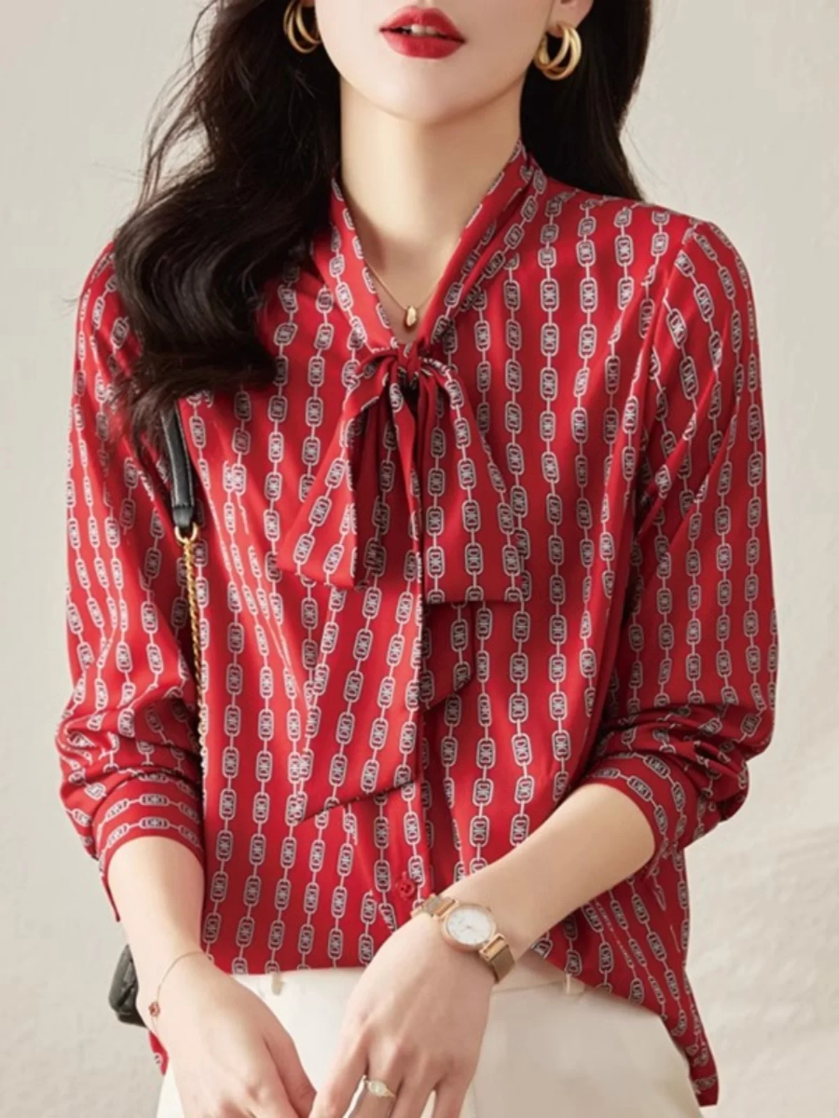 Red Long Sleeve Shirt for Women Spring Autumn Winter Fashionable Stylish Top European Style Small Shirt Loose Fit Commute Style
Red Long Sleeve Shirt for Women Spring Autumn Winter Fashionable Stylish Top European Style Small Shirt Loose Fit Commute Style