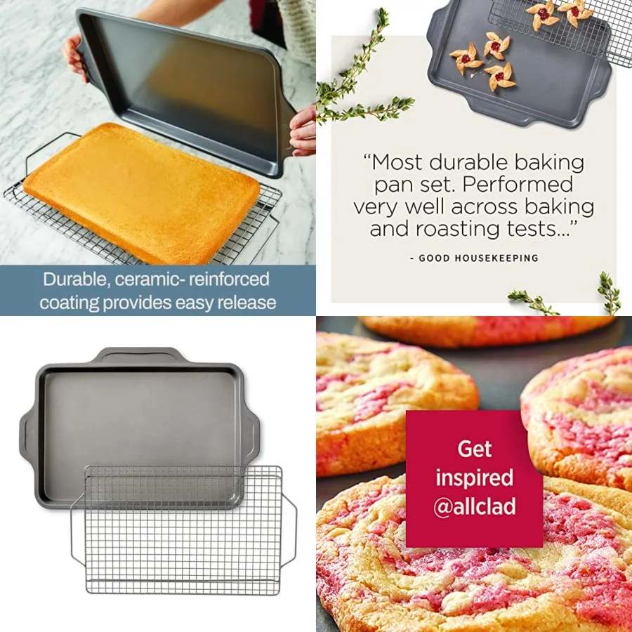 Pro-Release Nonstick Bakeware Set 2 Oven Safe 40F Half Sheet, Cookie Sheet, Muffin Pan, Cooling Baking Rack, Round Cake Pan, Lo
Pro-Release Nonstick Bakeware Set 2 Oven Safe 40F Half Sheet, Cookie Sheet, Muffin Pan, Cooling Baking Rack, Round Cake Pan, Lo