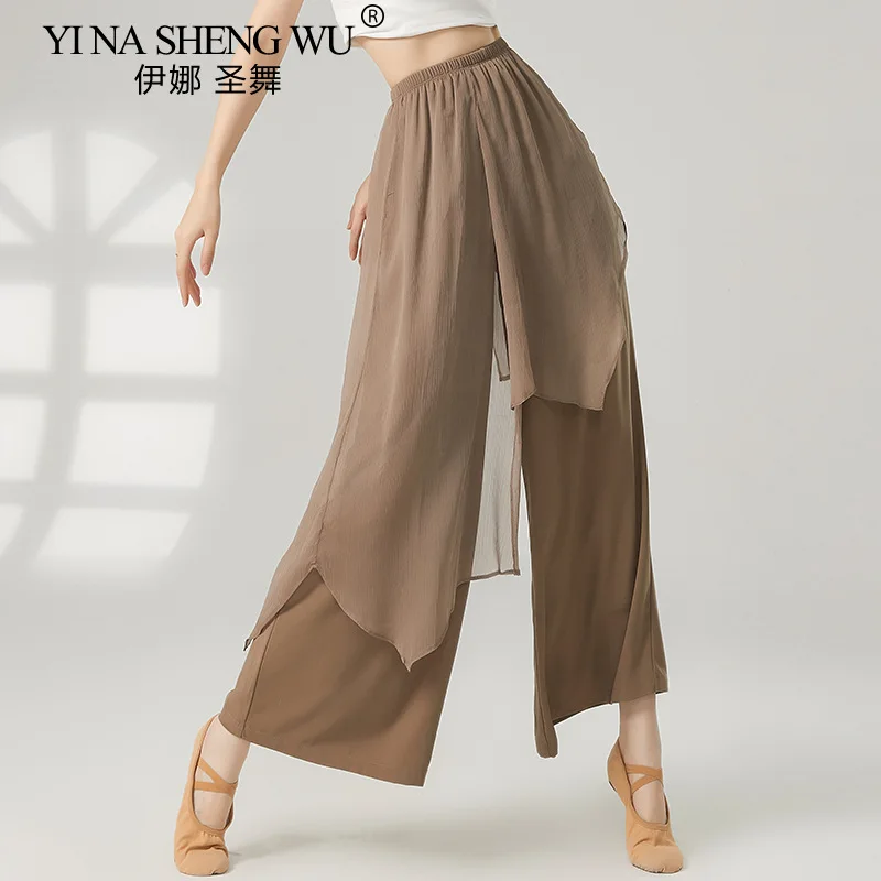 Женские брюки для занятий современными танцами, свободный крой из шифона, элегантный костюм феи с широкими штанинами для сценического классического танца
Женские брюки для занятий современными танцами, свободный крой из шифона, элегантный костюм феи с широкими штанинами для сценического классического танца