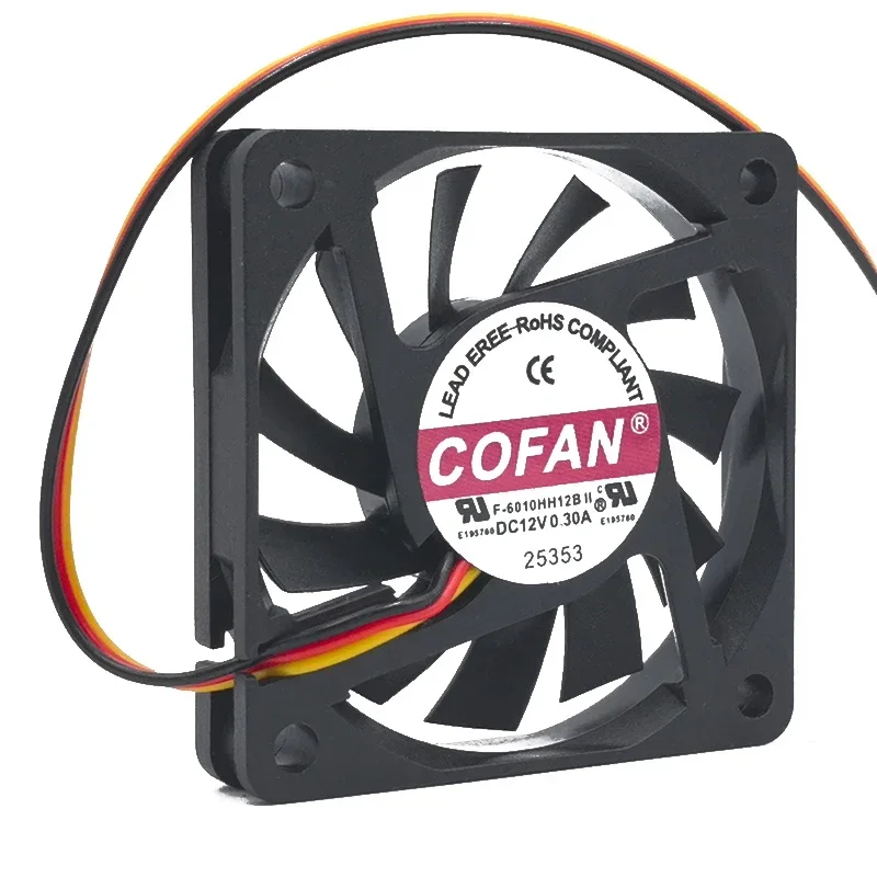 P 60*60*10MM F-6010HH12B COFAN 12V 0.30A 6010 6CM cm Silent ultra-thin chassis cooling fan
P 60*60*10MM F-6010HH12B COFAN 12V 0.30A 6010 6CM cm Silent ultra-thin chassis cooling fan