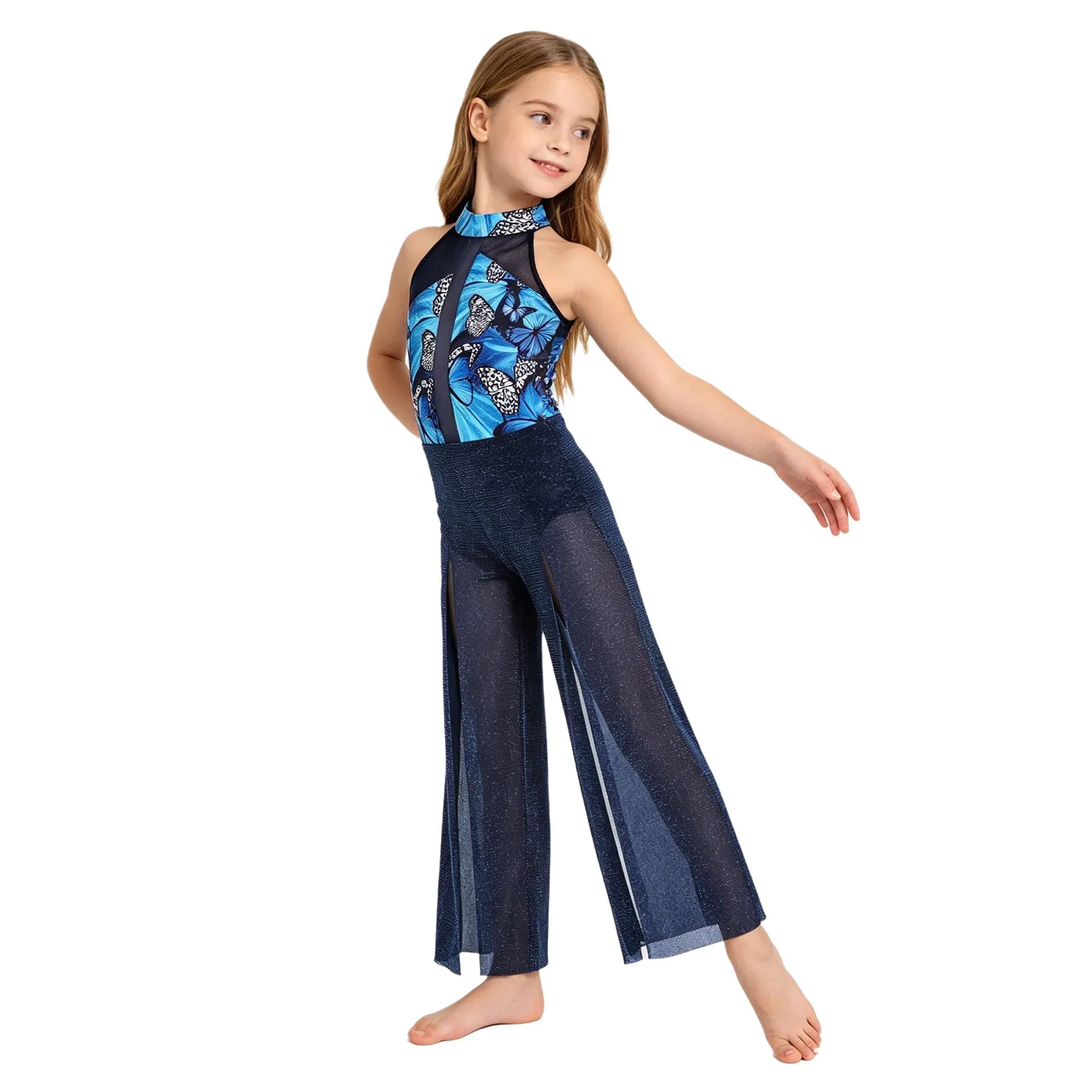 Kid Girls Lyrical Dance Costume Printed Jumpsuit Mock Neck Sleeveless Patchwork Split Long Pants for Christmas Holiday Dancewear
Kid Girls Lyrical Dance Costume Printed Jumpsuit Mock Neck Sleeveless Patchwork Split Long Pants for Christmas Holiday Dancewear