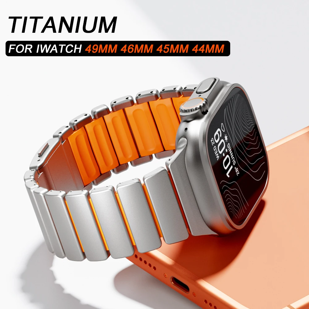 Titanium Rubber Band for Apple Watch Ultra 3/2 49mm Luxury Wrist Strap for Iwatch Series 11 10 46mm 9 8 7 45mm 6 5 4 SE3 44mm
Titanium Rubber Band for Apple Watch Ultra 3/2 49mm Luxury Wrist Strap for Iwatch Series 11 10 46mm 9 8 7 45mm 6 5 4 SE3 44mm