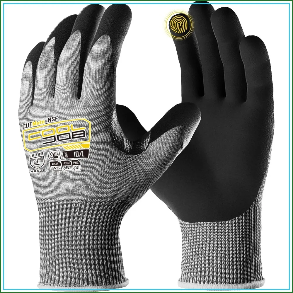 ANSI A5 Cut Resistant Gloves - 1/3/12 Pairs, Nitrile Rubber Dipped Safety Work Gloves, Knife Proof with Grip Coating for Construction Warehouse Glass Wood Work, Grey Large
ANSI A5 Cut Resistant Gloves - 1/3/12 Pairs, Nitrile Rubber Dipped Safety Work Gloves, Knife Proof with Grip Coating for Construction Warehouse Glass Wood Work, Grey Large
