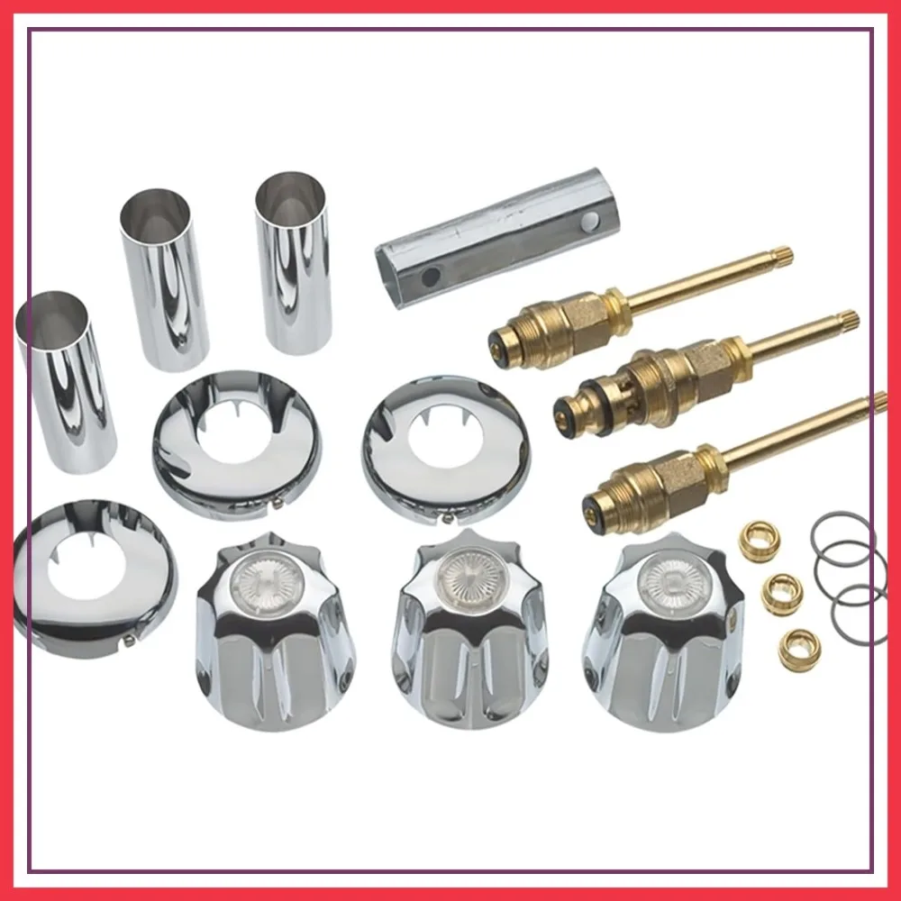 Bathtub and Shower 3-Handle Remodel/Rebuild Trim Kit for Gerber Faucets | Knob Handle | Chrome
Bathtub and Shower 3-Handle Remodel/Rebuild Trim Kit for Gerber Faucets | Knob Handle | Chrome