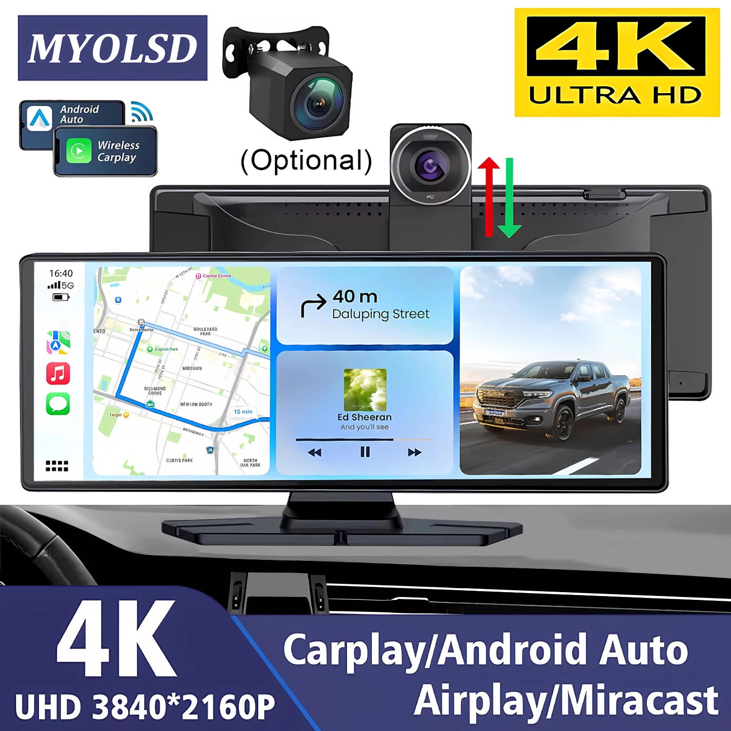 10,26-дюймовый автомобильный видеорегистратор 4K 3840*2160P с Carplay, Android Auto, GPS, 5G Wi-Fi, FM, BT, двумя объективами и функцией записи вождения
10,26-дюймовый автомобильный видеорегистратор 4K 3840*2160P с Carplay, Android Auto, GPS, 5G Wi-Fi, FM, BT, двумя объективами и функцией записи вождения