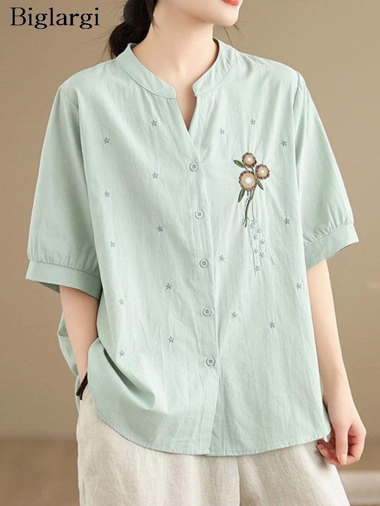 Oversized Summer Shirts Women Floral Embroidery Fashion V-Neck Ladies Cropped Blouses Casual Loose Woman Shirt
Oversized Summer Shirts Women Floral Embroidery Fashion V-Neck Ladies Cropped Blouses Casual Loose Woman Shirt