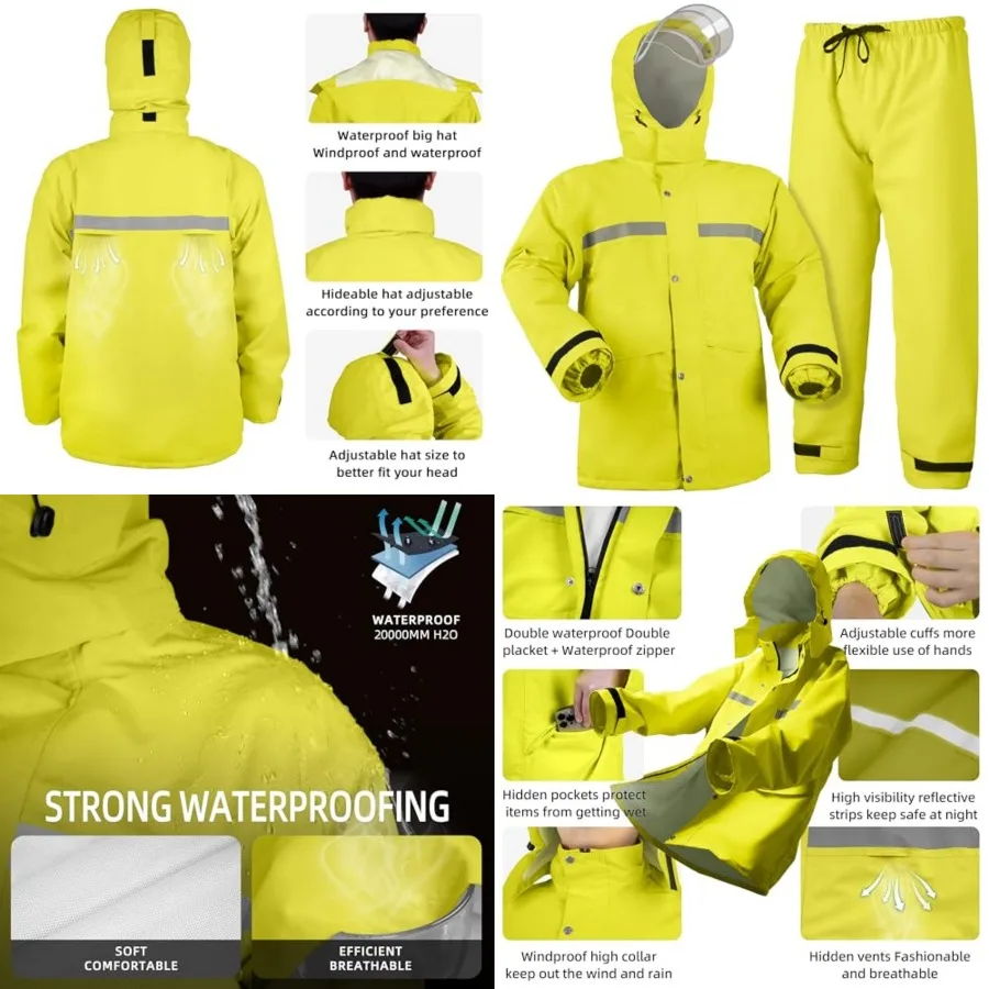 Coralrain Rain Suit Safety Waterproof Rain Jacket and Trouser Suit Raincoat With Hood lining For Men Women Adults Breathable
Coralrain Rain Suit Safety Waterproof Rain Jacket and Trouser Suit Raincoat With Hood lining For Men Women Adults Breathable