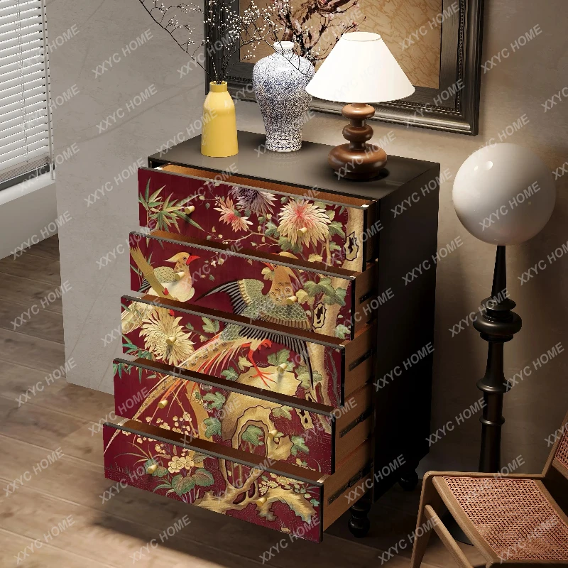 -*New Chinese-style chest of drawers French storage drawer aisle entrance solid wood decorative cabinet
-*New Chinese-style chest of drawers French storage drawer aisle entrance solid wood decorative cabinet