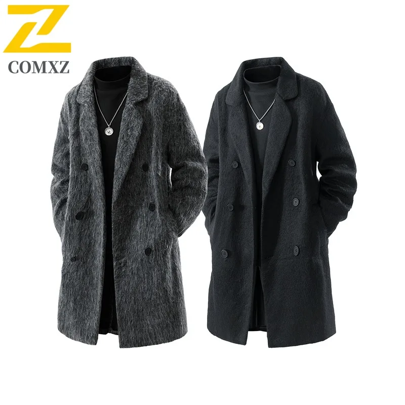 COMXZ 2025 Men Gray Double Breasted Cashmere Blend Coat Old Money Style Shoulder Fit Long Knee Length Winter Thickened
COMXZ 2025 Men Gray Double Breasted Cashmere Blend Coat Old Money Style Shoulder Fit Long Knee Length Winter Thickened