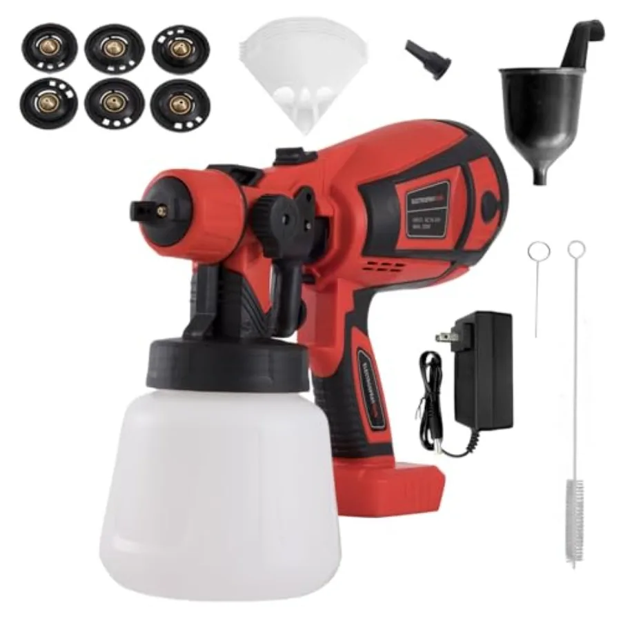 Cordless Paint Sprayer Sprayer Cup 6 Brass Nozzles and Paper Filter for Home Interior and Exterior Fence Deck and Furniture Red
Cordless Paint Sprayer Sprayer Cup 6 Brass Nozzles and Paper Filter for Home Interior and Exterior Fence Deck and Furniture Red