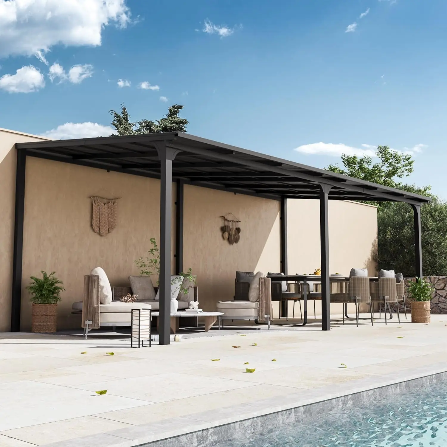 StoneCreek 10'x20' Wall Mounted Gazebo, Lean to Pergola with Galvanized Steel Sloped Roof & Drainage Gutter, Heavy Duty, Custom
StoneCreek 10'x20' Wall Mounted Gazebo, Lean to Pergola with Galvanized Steel Sloped Roof & Drainage Gutter, Heavy Duty, Custom