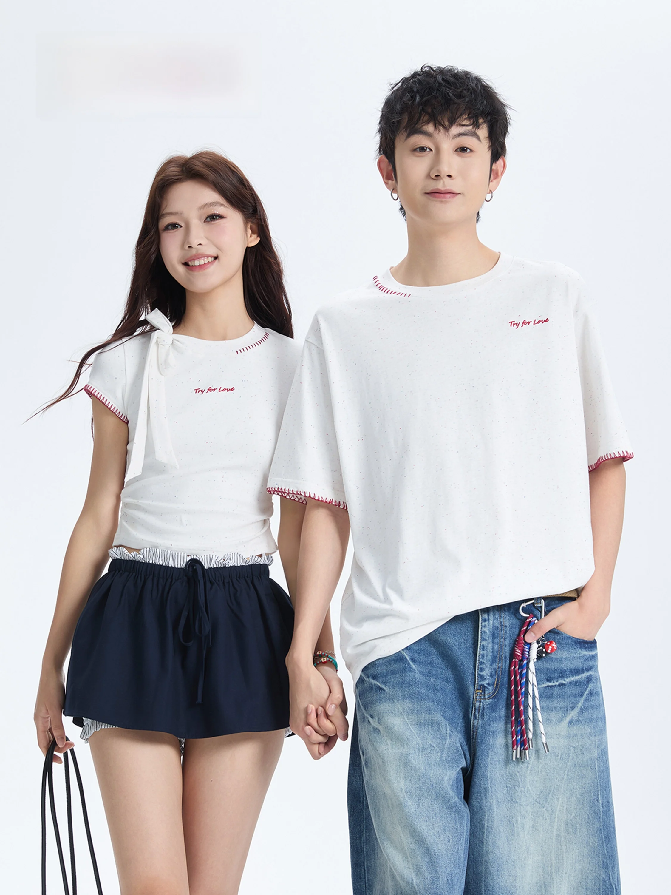 Tryforlove Couples Short Sleeve T-shirts Embroidered Simple Design Men's And Women's Summer One Long One Short Top Cotton Ble...
Tryforlove Couples Short Sleeve T-shirts Embroidered Simple Design Men's And Women's Summer One Long One Short Top Cotton Ble...