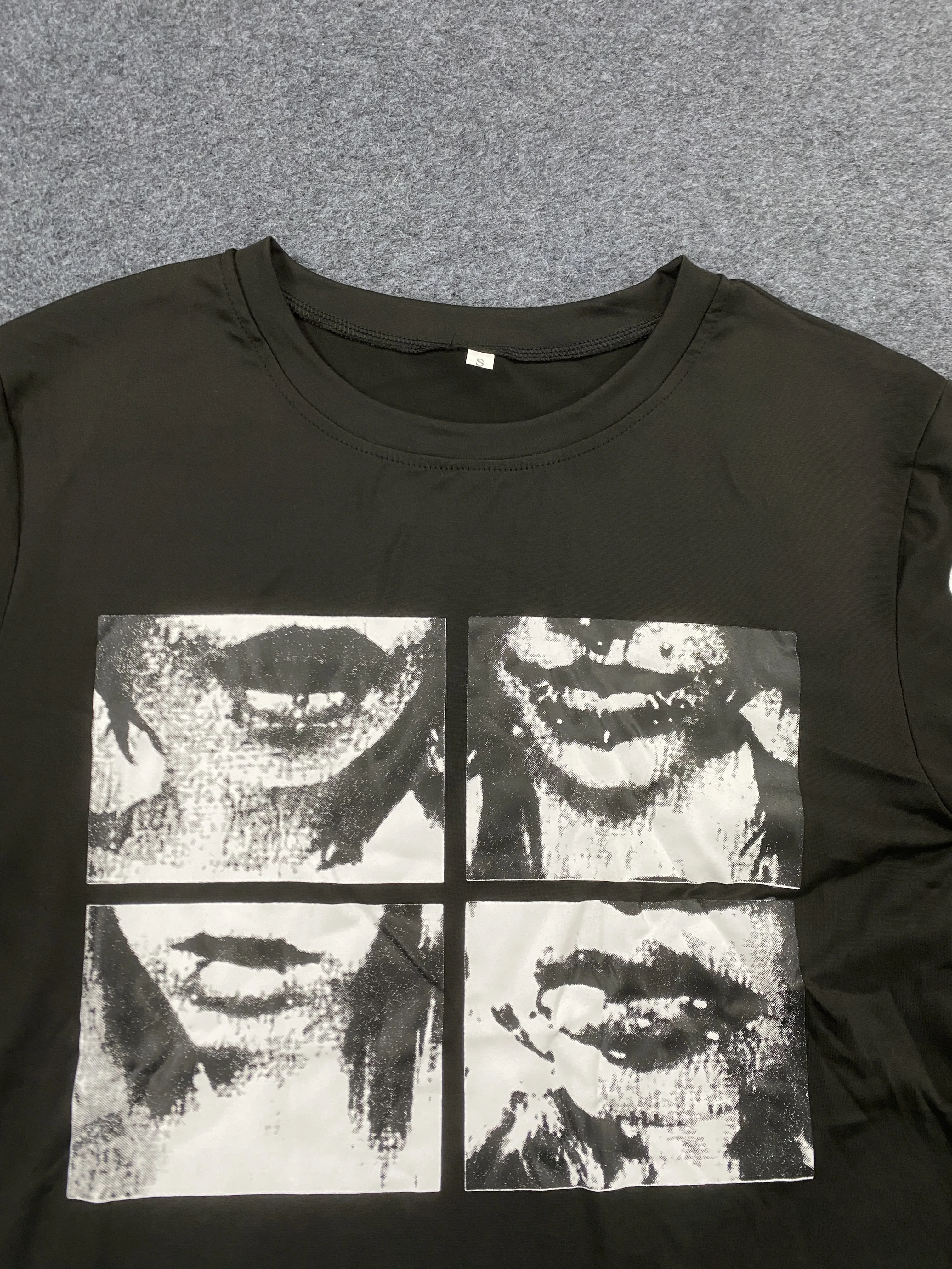 Retro millennium letter printed T-shirt with dark street punk round neck long sleeved top for men and women
Retro millennium letter printed T-shirt with dark street punk round neck long sleeved top for men and women