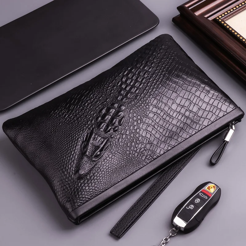 Genuine Leather Handbag for Men Crocodile Pattern Envelope ape Luxury Top Layer Cowhide Bag Zipper Closure Casual Sle
Genuine Leather Handbag for Men Crocodile Pattern Envelope ape Luxury Top Layer Cowhide Bag Zipper Closure Casual Sle
