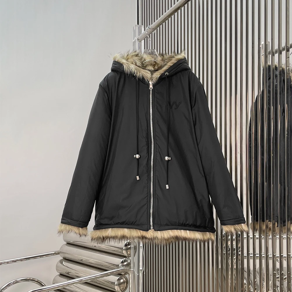 Reversible Eco-Friendly Faux Fur Coat for Women Drawstring Hooded Jacket with Elegant Commuter Design Spring 2026 New Y2k
Reversible Eco-Friendly Faux Fur Coat for Women Drawstring Hooded Jacket with Elegant Commuter Design Spring 2026 New Y2k