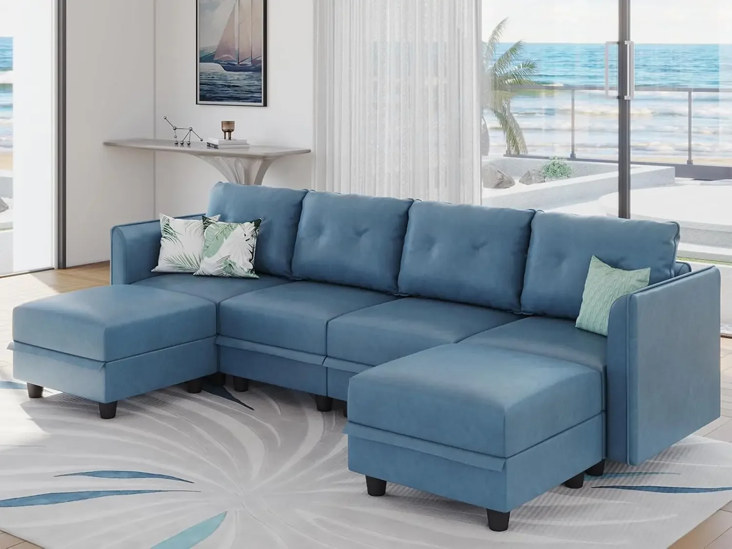 Modular Sectional Sofa, U Shaped Couch with Storage, Modular Sectionals with Ottomans, Faux Leather Fabric Waterproof Couch
Modular Sectional Sofa, U Shaped Couch with Storage, Modular Sectionals with Ottomans, Faux Leather Fabric Waterproof Couch