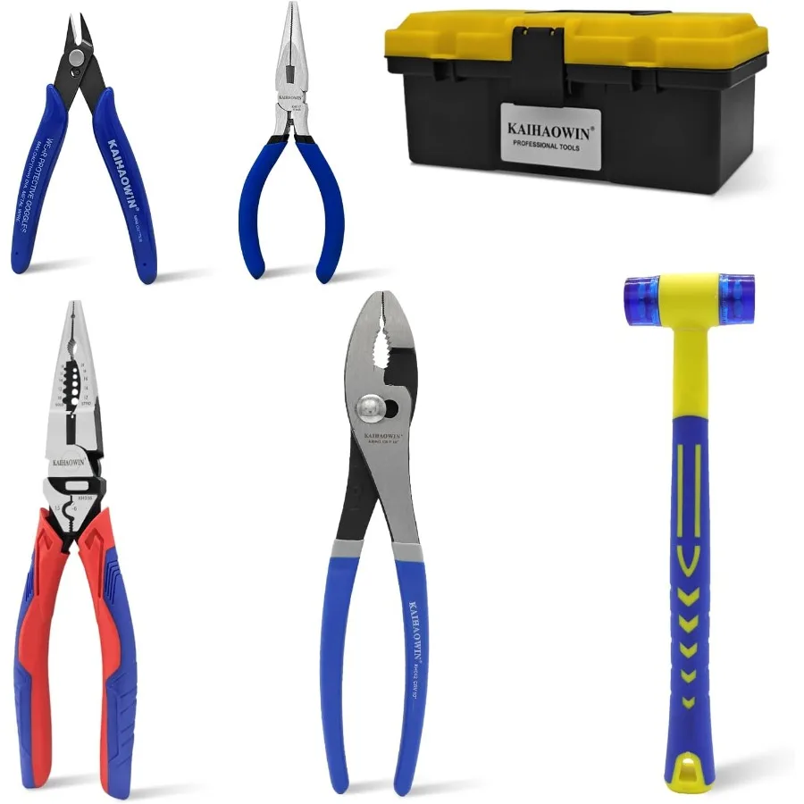 6Piece Tool Set with Case for Home Repair and DIY Projects: Features 8.8 Long Nose Pliers Slip Joint Pliers 5 Needle Nose Plier
6Piece Tool Set with Case for Home Repair and DIY Projects: Features 8.8 Long Nose Pliers Slip Joint Pliers 5 Needle Nose Plier