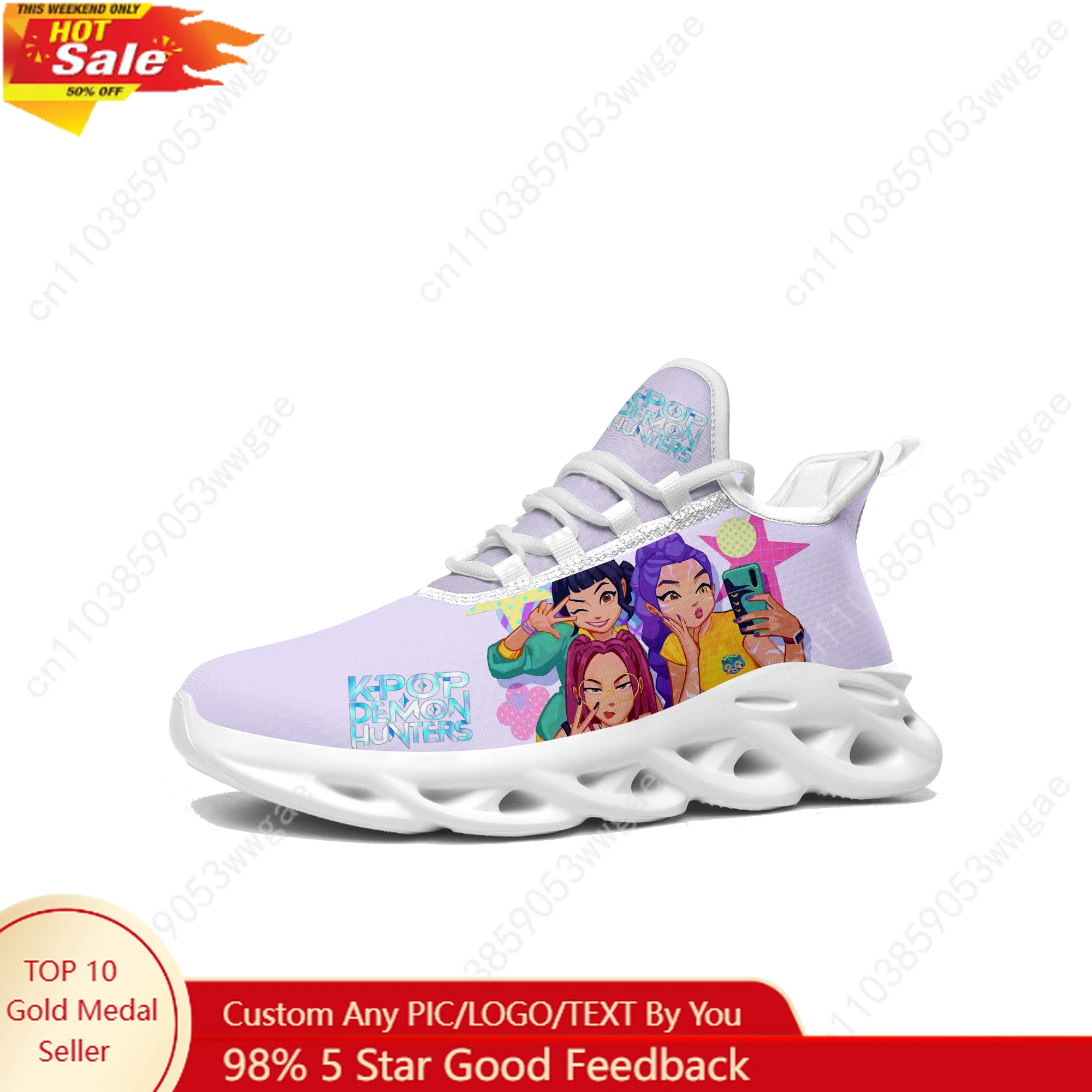 KPop Demon Hunters Lace Mesh Shoes Flat Sneaker Mens Womens Sport Running Shoes Sport Sneakers High Quality Customized Footwears
KPop Demon Hunters Lace Mesh Shoes Flat Sneaker Mens Womens Sport Running Shoes Sport Sneakers High Quality Customized Footwears
