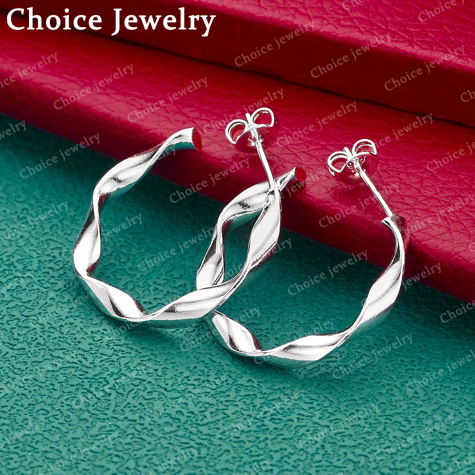 925 Sterling Silver Ribbon Circle Stud Earrings For Women Fashion Jewelry Simple Party Birthday Anniversary Accessories
925 Sterling Silver Ribbon Circle Stud Earrings For Women Fashion Jewelry Simple Party Birthday Anniversary Accessories