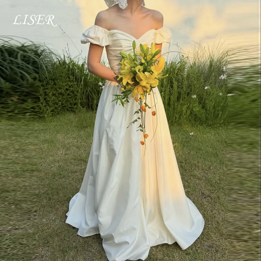 Liser Sweetheart Short Sleeves A-Line Korea Wedding Dresses Simple Silk Satin Elegant Bridal Gowns Photo Shoot 저녁 드레스 Customize
Liser Sweetheart Short Sleeves A-Line Korea Wedding Dresses Simple Silk Satin Elegant Bridal Gowns Photo Shoot 저녁 드레스 Customize