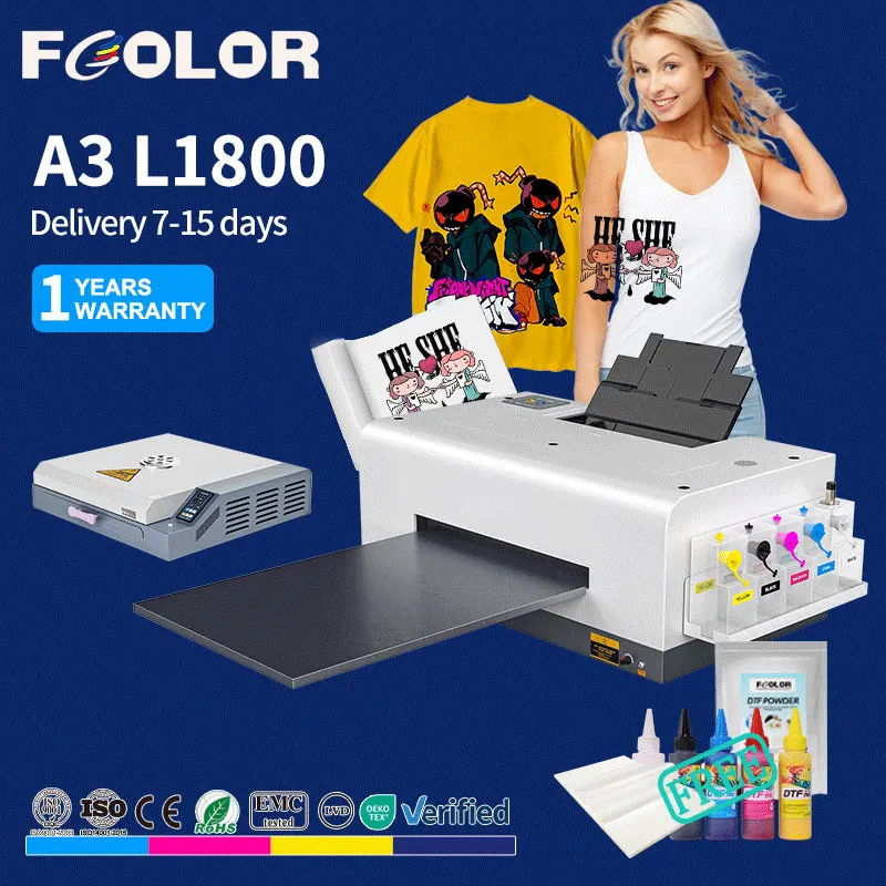 Fcolor L1800 CMYKW 5-цветный принтер для прямой печати на пленке Принтер A3 DTF для печати на футболках
Fcolor L1800 CMYKW 5-цветный принтер для прямой печати на пленке Принтер A3 DTF для печати на футболках