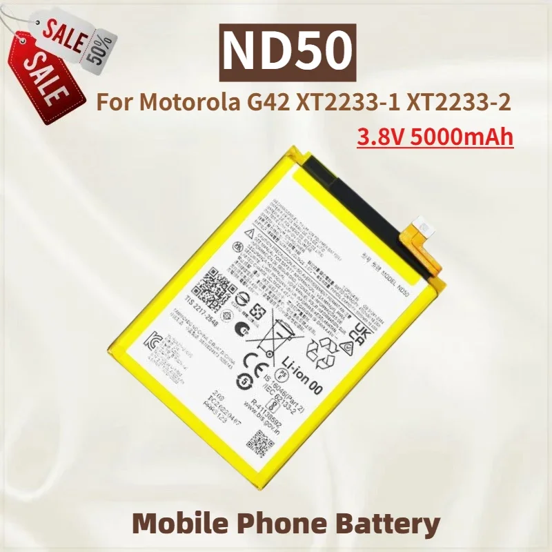 High Quality ND50 Phone Battery 3.8V 5000mAh For Motorola G42 XT2233-1 XT2233-2 Brand New Replacement Battery
High Quality ND50 Phone Battery 3.8V 5000mAh For Motorola G42 XT2233-1 XT2233-2 Brand New Replacement Battery