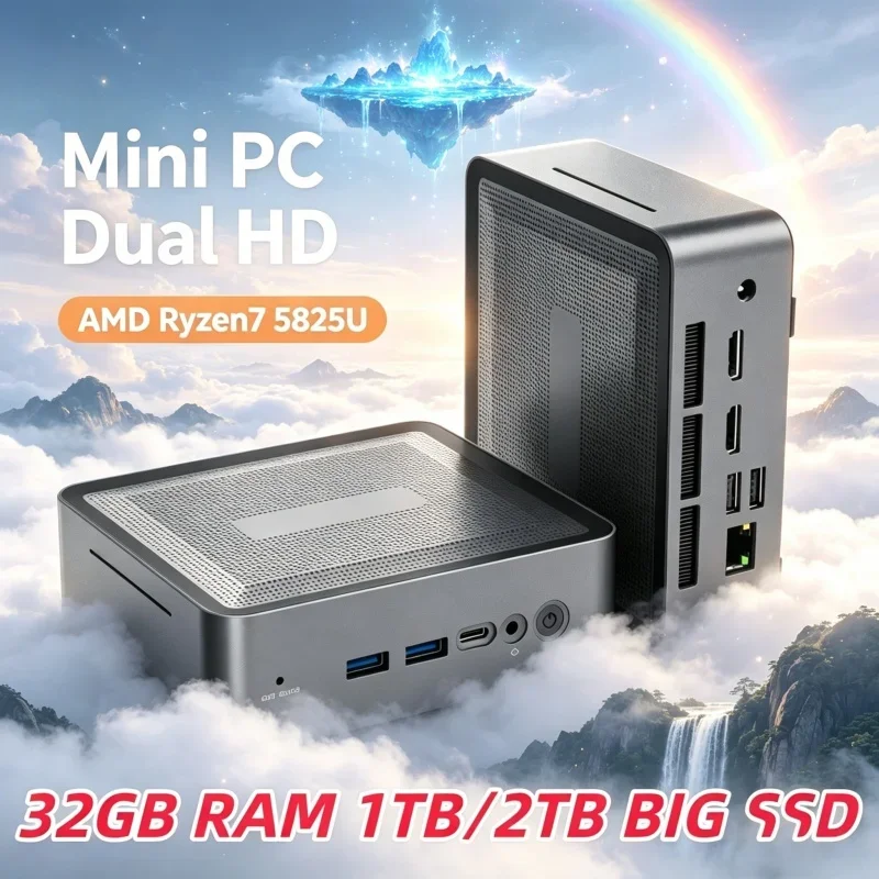 Unmasked U58 Ryzen7 5825U Mini PC 2×DDR4 3200MHz, M.2 SSD+HDD WiFi6 BT5.2 Enterprise Duties Tame Thinshell Desktop PC
Unmasked U58 Ryzen7 5825U Mini PC 2×DDR4 3200MHz, M.2 SSD+HDD WiFi6 BT5.2 Enterprise Duties Tame Thinshell Desktop PC