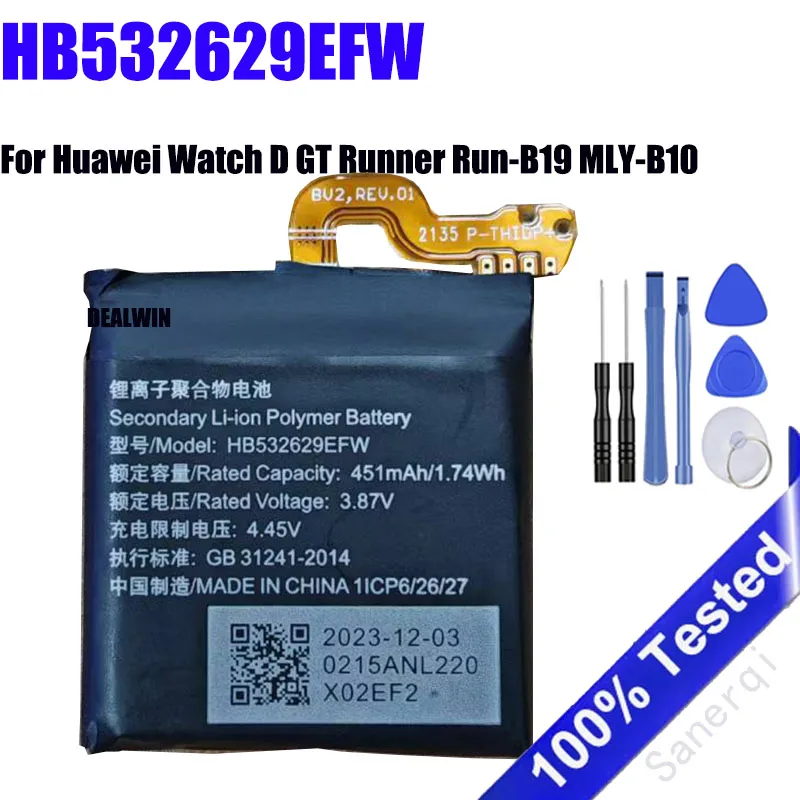 Оригинальный аккумулятор HB532629EFW для Huawei Watch D GT Runner Run-B19 MLY-B10, аккумулятор + инструменты
Оригинальный аккумулятор HB532629EFW для Huawei Watch D GT Runner Run-B19 MLY-B10, аккумулятор + инструменты