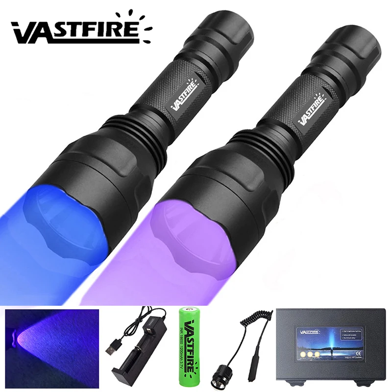Tactical Flashlight 395NM UV /Blue Light LED UV Flashlight Torch C8 Professional 1-Mode Torch+18650+Charger+Remote Switch
Tactical Flashlight 395NM UV /Blue Light LED UV Flashlight Torch C8 Professional 1-Mode Torch+18650+Charger+Remote Switch