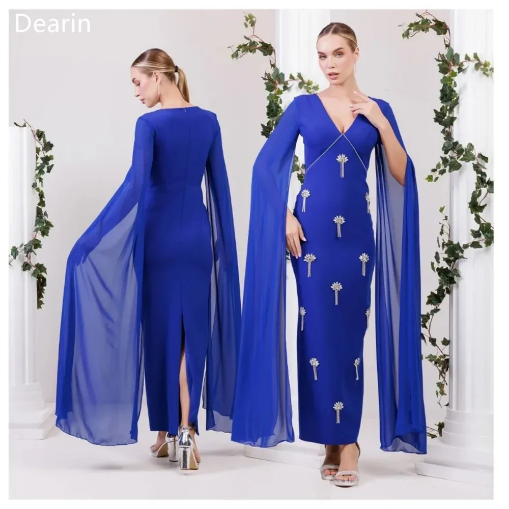 Customized Saudi Arabia Dearin V-neck Column Ankle Length Skirts Tulle Draped Applique Bespoke Occasion Dresses Formal Dress Eve
Customized Saudi Arabia Dearin V-neck Column Ankle Length Skirts Tulle Draped Applique Bespoke Occasion Dresses Formal Dress Eve