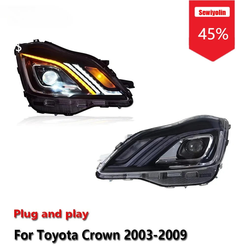 Sewiyolin автомобильные светодиодные фары в сборе для Toyota 12-го поколения Crown 2003-2009 противотуманные фары DRL тормозной указатель поворота Plug and Play
Sewiyolin автомобильные светодиодные фары в сборе для Toyota 12-го поколения Crown 2003-2009 противотуманные фары DRL тормозной указатель поворота Plug and Play