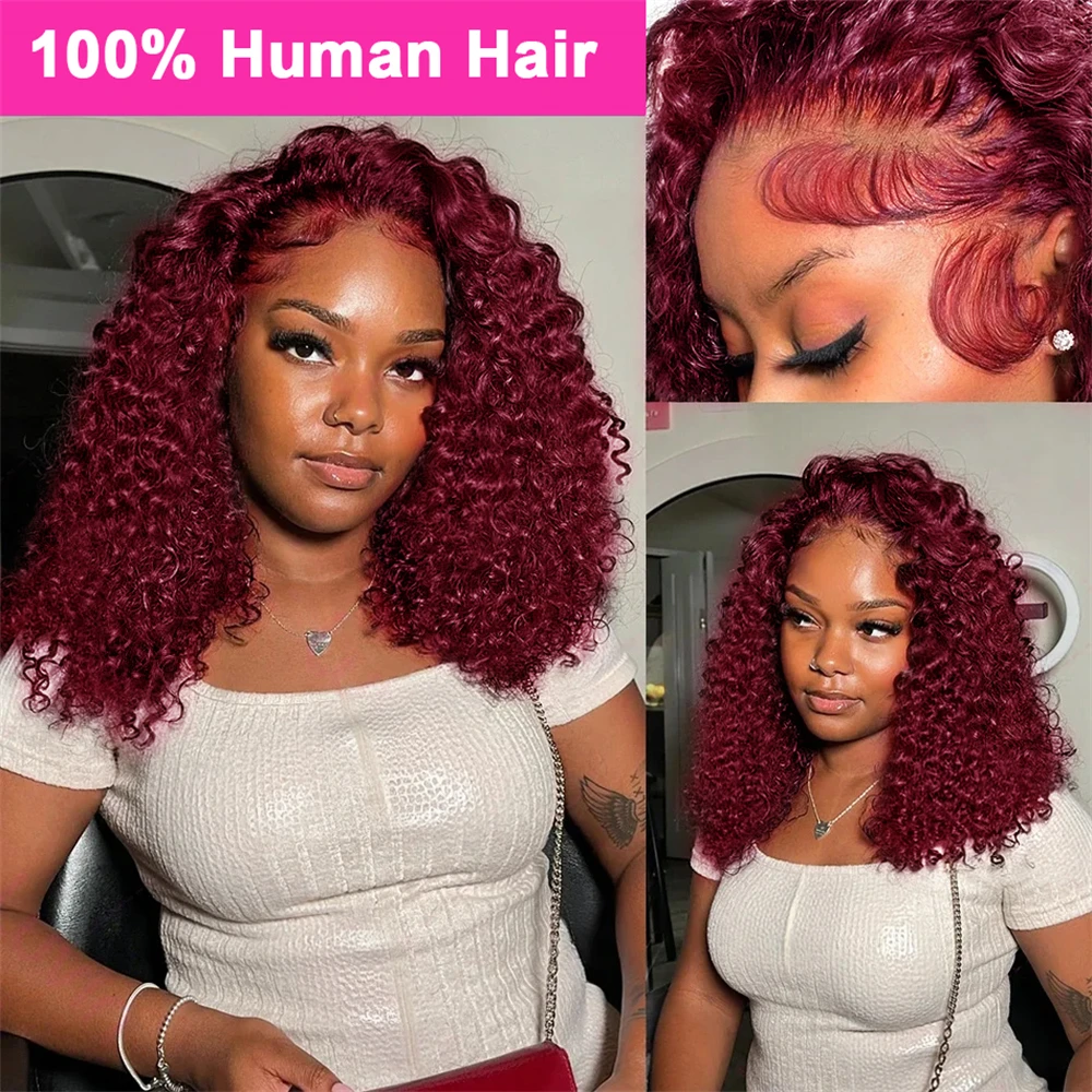 Water Wave Red Curly Lace Front Wigs Human Hair Bob Deep Wave Bob 99J Burgundy Lace Front Wig Bob 100% Human Hair 13x4 Frontal Wig Curly Short Bob Burmese Wig 180%-250% Density 10-16 Inches
Water Wave Red Curly Lace Front Wigs Human Hair Bob Deep Wave Bob 99J Burgundy Lace Front Wig Bob 100% Human Hair 13x4 Frontal Wig Curly Short Bob Burmese Wig 180%-250% Density 10-16 Inches