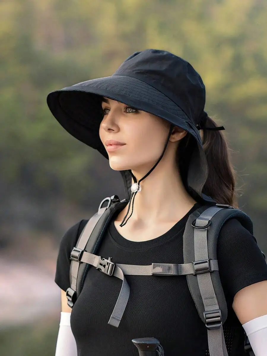OBOVAY 1pc Women's Lightweight Breathable Bucket Hat With Ponytail Hole And Shawl Neck Protector, Quick Drying And Sun Protection For Outdoor Activities And Daily Wear
OBOVAY 1pc Women's Lightweight Breathable Bucket Hat With Ponytail Hole And Shawl Neck Protector, Quick Drying And Sun Protection For Outdoor Activities And Daily Wear