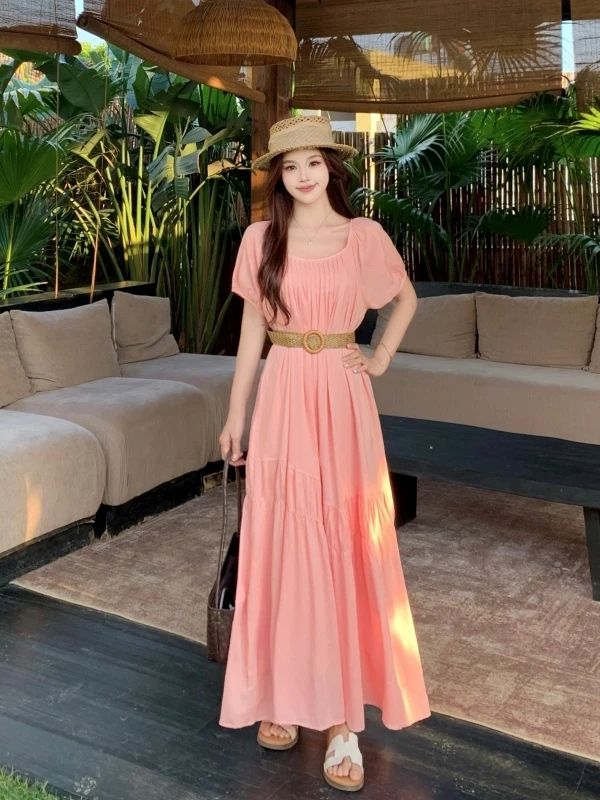plus Size Women's Pink Short Sleeve Loose Dress Summer New Waist Cinched Holiday A-Line Skirt Commute Style High Waist Belt
plus Size Women's Pink Short Sleeve Loose Dress Summer New Waist Cinched Holiday A-Line Skirt Commute Style High Waist Belt