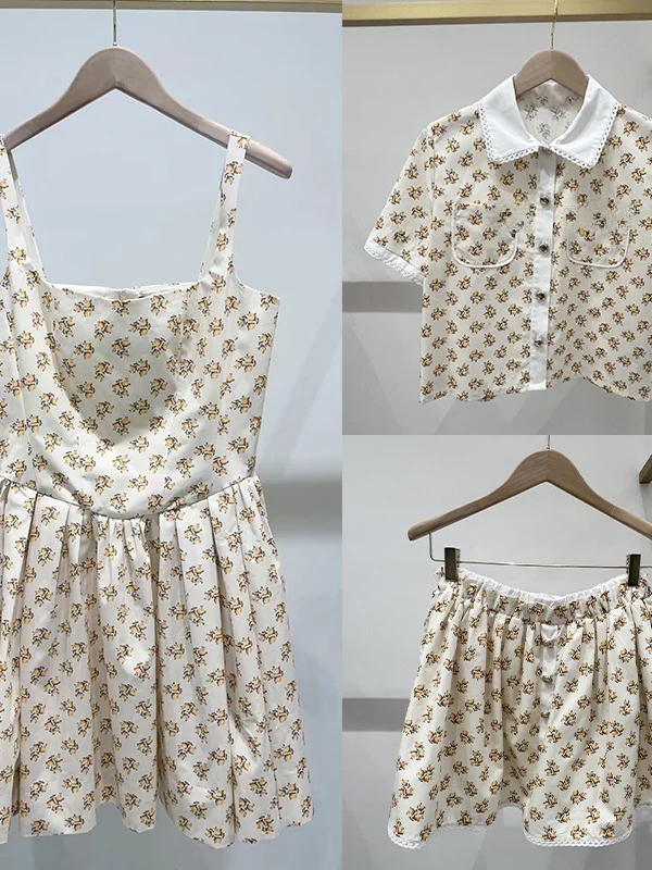 Spring Summer New Arrival Floral Weave Shirt Halter Neck Dress Women's Fashion Set Short Sleeve Turn-down Collar
Spring Summer New Arrival Floral Weave Shirt Halter Neck Dress Women's Fashion Set Short Sleeve Turn-down Collar