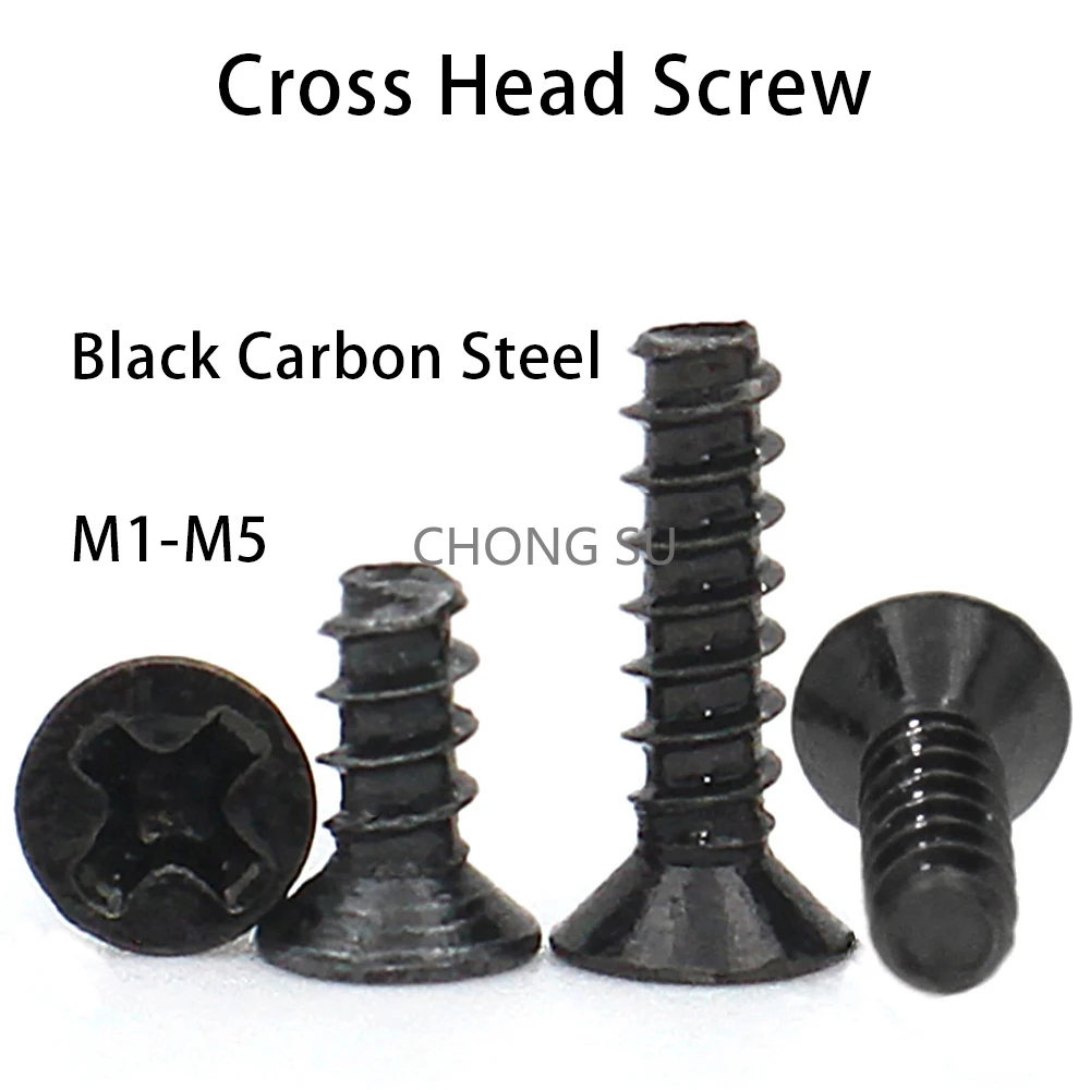 100pcs Black Carbon Steel Mini Screw M1 M1.2 M2 M2.3 M2.6 M3 M4 M5 Cross Recessed Countersunk Head Self-tapping Screw
100pcs Black Carbon Steel Mini Screw M1 M1.2 M2 M2.3 M2.6 M3 M4 M5 Cross Recessed Countersunk Head Self-tapping Screw