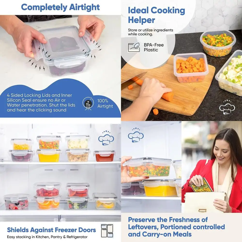 Stackable Clear Food Storage Containers with Lids, 72-Piece Set for Kitchen and Meal Prep
Stackable Clear Food Storage Containers with Lids, 72-Piece Set for Kitchen and Meal Prep