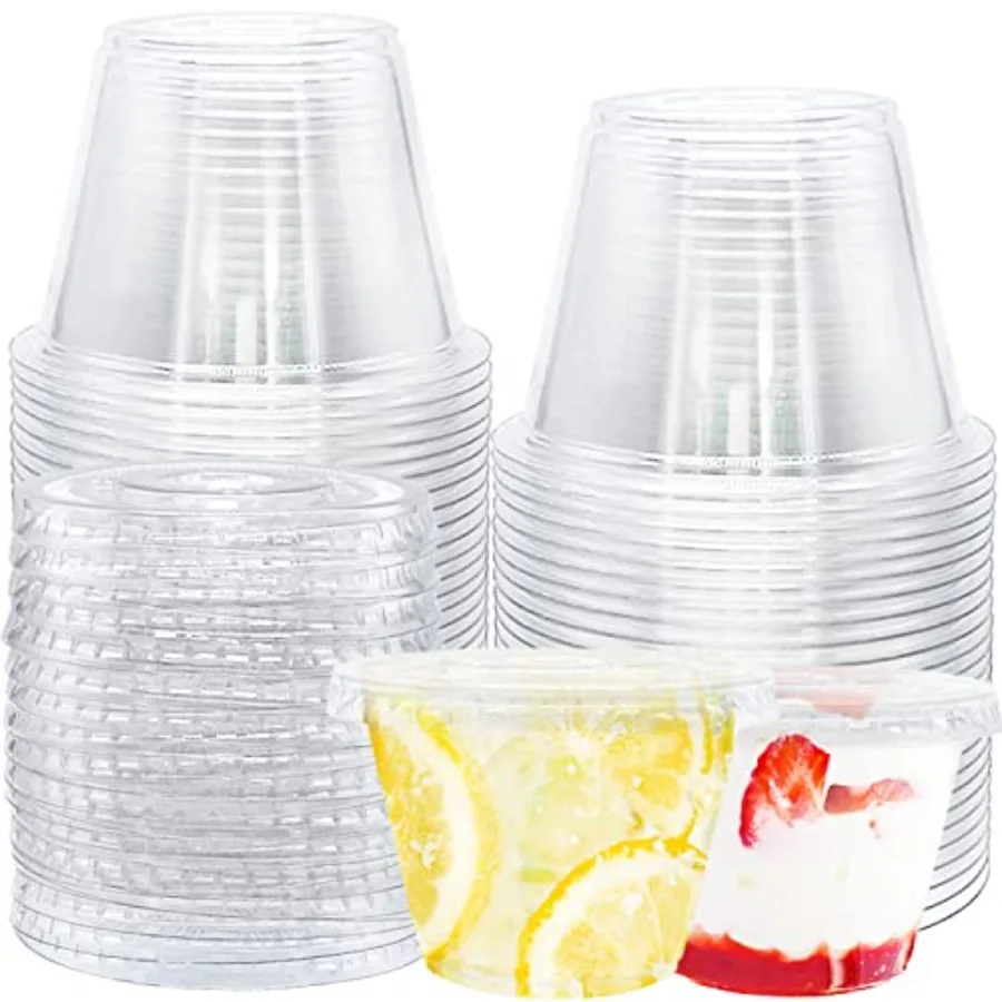 Clear Lids, 6 oz Plastic Disposable Cups with Flat Lids No Hole,Crystal PET Dessert Party Cups for Smoothy's, Ice Cream, Fruits
Clear Lids, 6 oz Plastic Disposable Cups with Flat Lids No Hole,Crystal PET Dessert Party Cups for Smoothy's, Ice Cream, Fruits