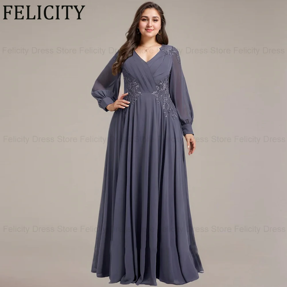 FELICITY Customized Plus Size Mother of the Bride Dresses 2026 A-line V-Neck Appliques Chiffon Wedding Guest Party Gowns Sequins
FELICITY Customized Plus Size Mother of the Bride Dresses 2026 A-line V-Neck Appliques Chiffon Wedding Guest Party Gowns Sequins