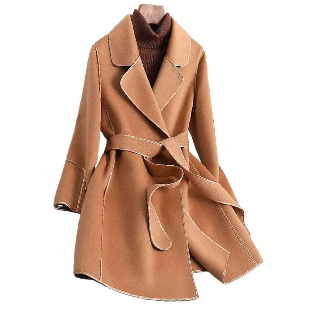 Korean Style Coat with Waist Belt Lapel Collar Solid Mid-length Jacket Autumn Winter Female Outwear Elegant Ladies Clothing
Korean Style Coat with Waist Belt Lapel Collar Solid Mid-length Jacket Autumn Winter Female Outwear Elegant Ladies Clothing