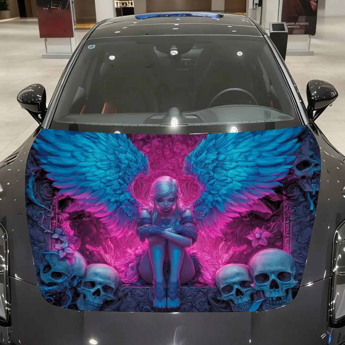 Dreamy Winged Girl and Skulls Car Vinyl Wrap, PVC Material Waterproof Car Hood Sticker, Self-Adhesive Scratch-Resistant Stickers
Dreamy Winged Girl and Skulls Car Vinyl Wrap, PVC Material Waterproof Car Hood Sticker, Self-Adhesive Scratch-Resistant Stickers
