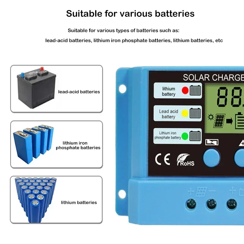 PWM PV Regulator 10A 20A 30A Solar Charge Controller 12V 24V with LCD Display lithium iron lifepo4 Battery Charger Stabilizers
PWM PV Regulator 10A 20A 30A Solar Charge Controller 12V 24V with LCD Display lithium iron lifepo4 Battery Charger Stabilizers