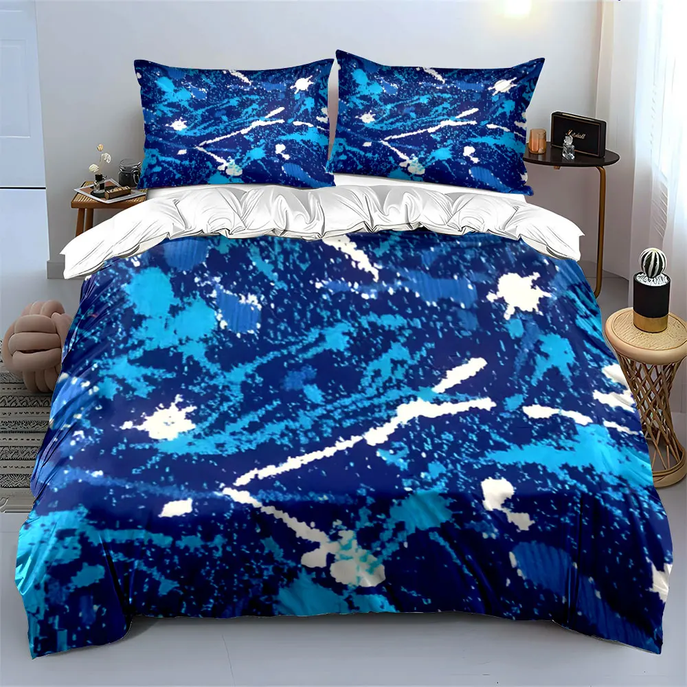 3Pcs Blue Paint Splatter Bedding Set, Abstract Camo Print Duvet Cover + 2 Pillowcases,Single Double King Queen, Gift
3Pcs Blue Paint Splatter Bedding Set, Abstract Camo Print Duvet Cover + 2 Pillowcases,Single Double King Queen, Gift