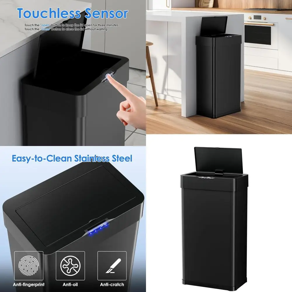 Automatic Touchless Trash Can with Soft-Close Lid, LED Light, and Bag Holder for Kitchen, Living Room, or Office (Black, 16 Gall
Automatic Touchless Trash Can with Soft-Close Lid, LED Light, and Bag Holder for Kitchen, Living Room, or Office (Black, 16 Gall
