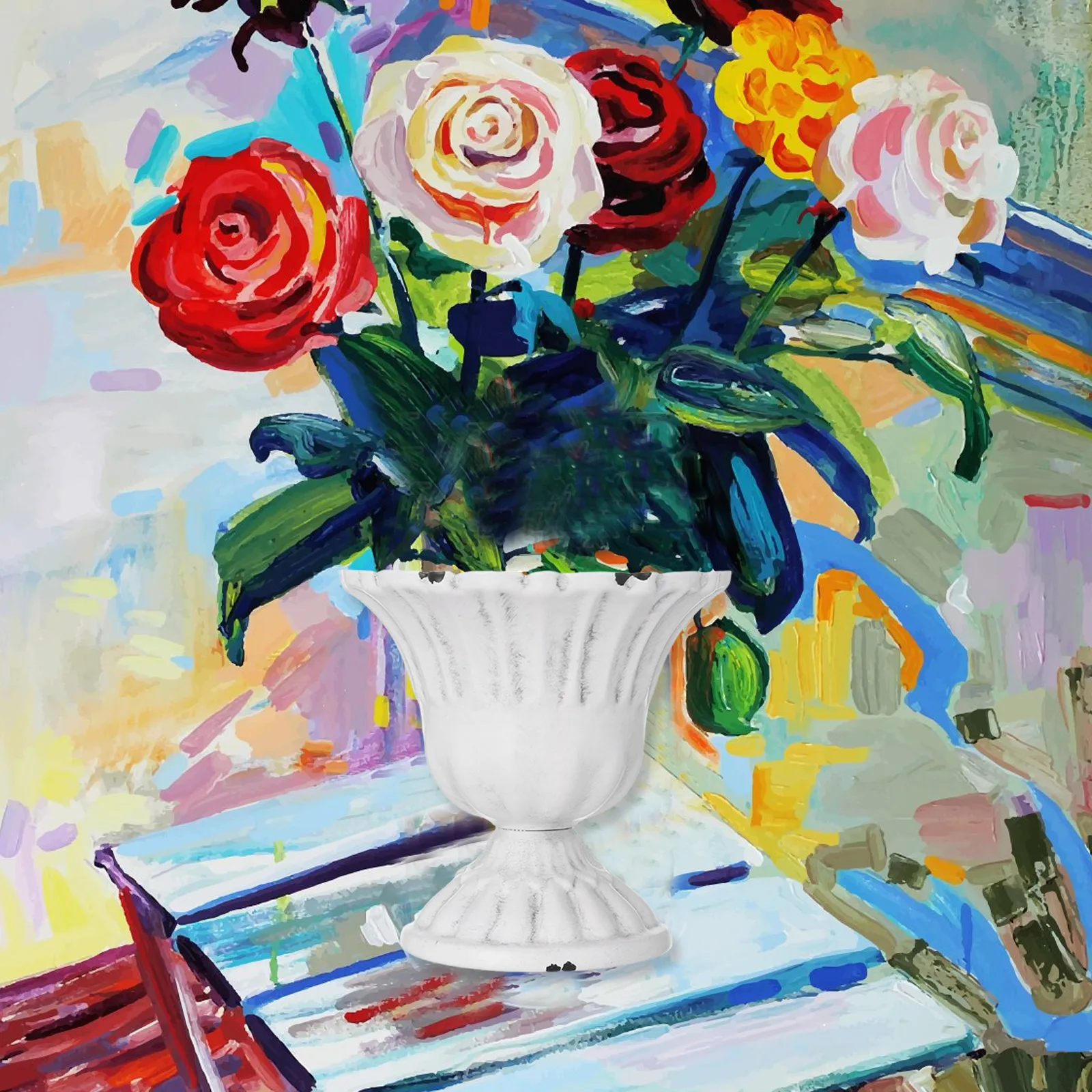 1pc Floral Salon Flower Pots Half Vase Decorative Craftsmanship Artistic Elegance Vintage Design Oil Paintings Home Office Cafe
1pc Floral Salon Flower Pots Half Vase Decorative Craftsmanship Artistic Elegance Vintage Design Oil Paintings Home Office Cafe