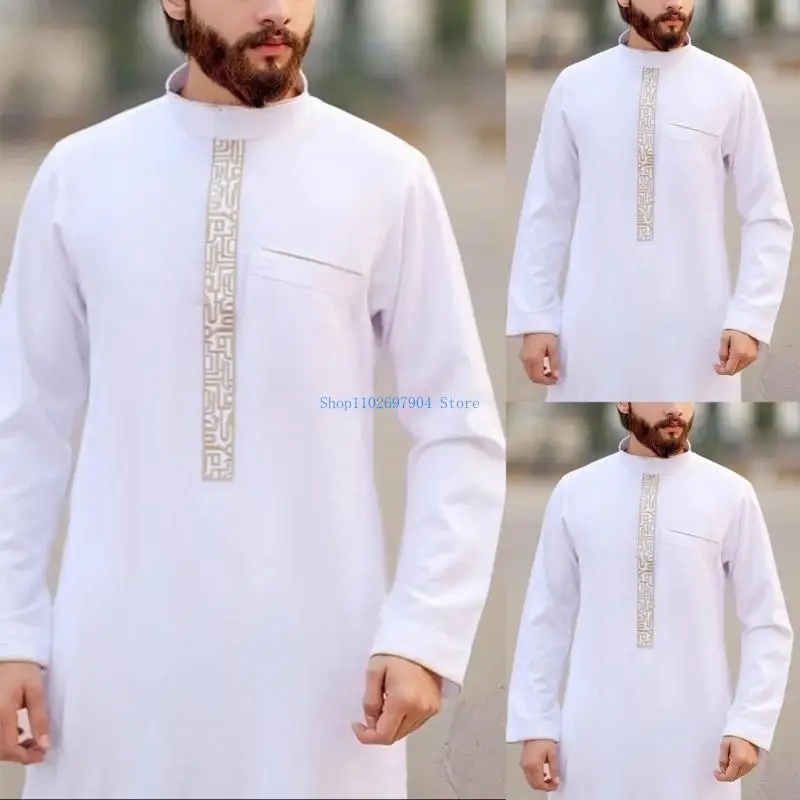 N7YF Mens Robe Muslim Clothes Loose Neck Arab Middle Durable Kaftan Muslim Thobe Dubai Long Sleeve Gown Ethnic Clothes
N7YF Mens Robe Muslim Clothes Loose Neck Arab Middle Durable Kaftan Muslim Thobe Dubai Long Sleeve Gown Ethnic Clothes